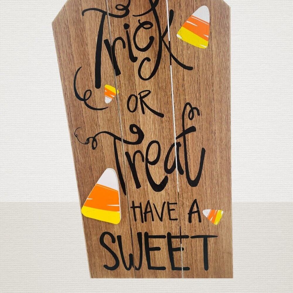 GANZ NEW Wood Plank “Trick Or Treat Have A Sweet” Halloween Large Sign 16x12x1"